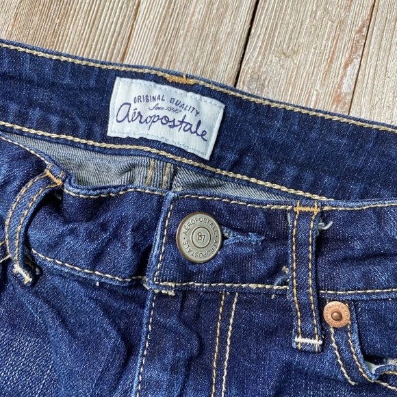 Aeropostale Aero Juniors 00 Denim Bermuda Cuffable Fringe Hem Jean Shorts Summer - Picture 10 of 11